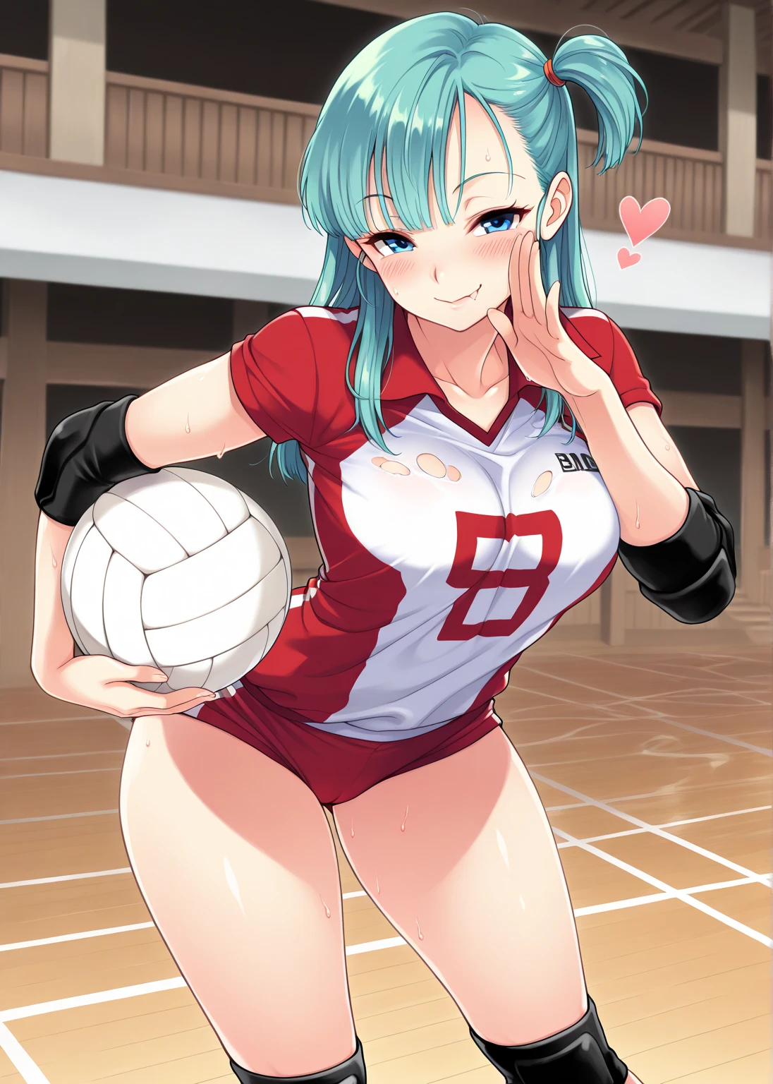 unity 8k wallpaper, anatomically correct, (((masterpiece))), (((best quality))), (((ultra detailed))), (((high-resolution))), ((super fine illustration)), ((Ultimate cutie)), ((perfect hands)), ((perfect finger)), (((good anatomy))), detailed beautiful face, shiny hair, (((gyaru))), (potbelly), (curvy), medium breasts, ((Thick thighs)), (((solo))), ((seductive smile)), (((blush))), (half open mouth),
BREAK, (((sit astride the spherical shape 6-inch volleyball))), (((straddling on the spherical shape 6-inch volleyball))), (((Put crotch right the spherical shape 6-inch volleyball))),
BREAK, (((Rub the spherical shape 6-inch volleyball against crotch)))),
BREAK, (Collared volleyball uniforms), sleeveless, ((buruma)), ((kneepad)), (elbow pad), (((sweat))), (((covered in sweat))), ((deep breathing)), in Volleyball Court, indoor, lighting, looking at viewer, full body, (spoken heart)