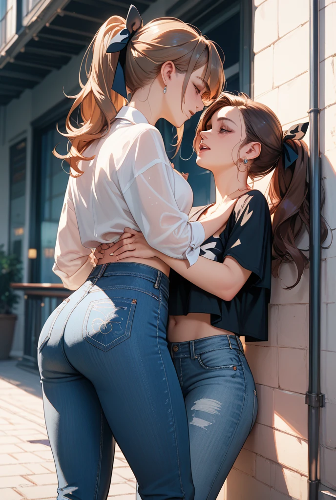 female high-school student、girl with 、サイドponeyTail、Multiple people、cute little、12year old、Straight face、childish、Junior Idol、a baby face、looking at viewert、a picture、逼真、top-quality、adopt、A detailed face、细致背景、diffuse lighting、depth of fields、underwater background、light blue skinny panties、light blue lean bra、Underwear、full body Esbianショット、full body Esbian、A dark-haired、poneyTail、middlebreasts、chubby figure、2guys、lesbian、Deep kissing、Belochū、Hug each other、barechested
