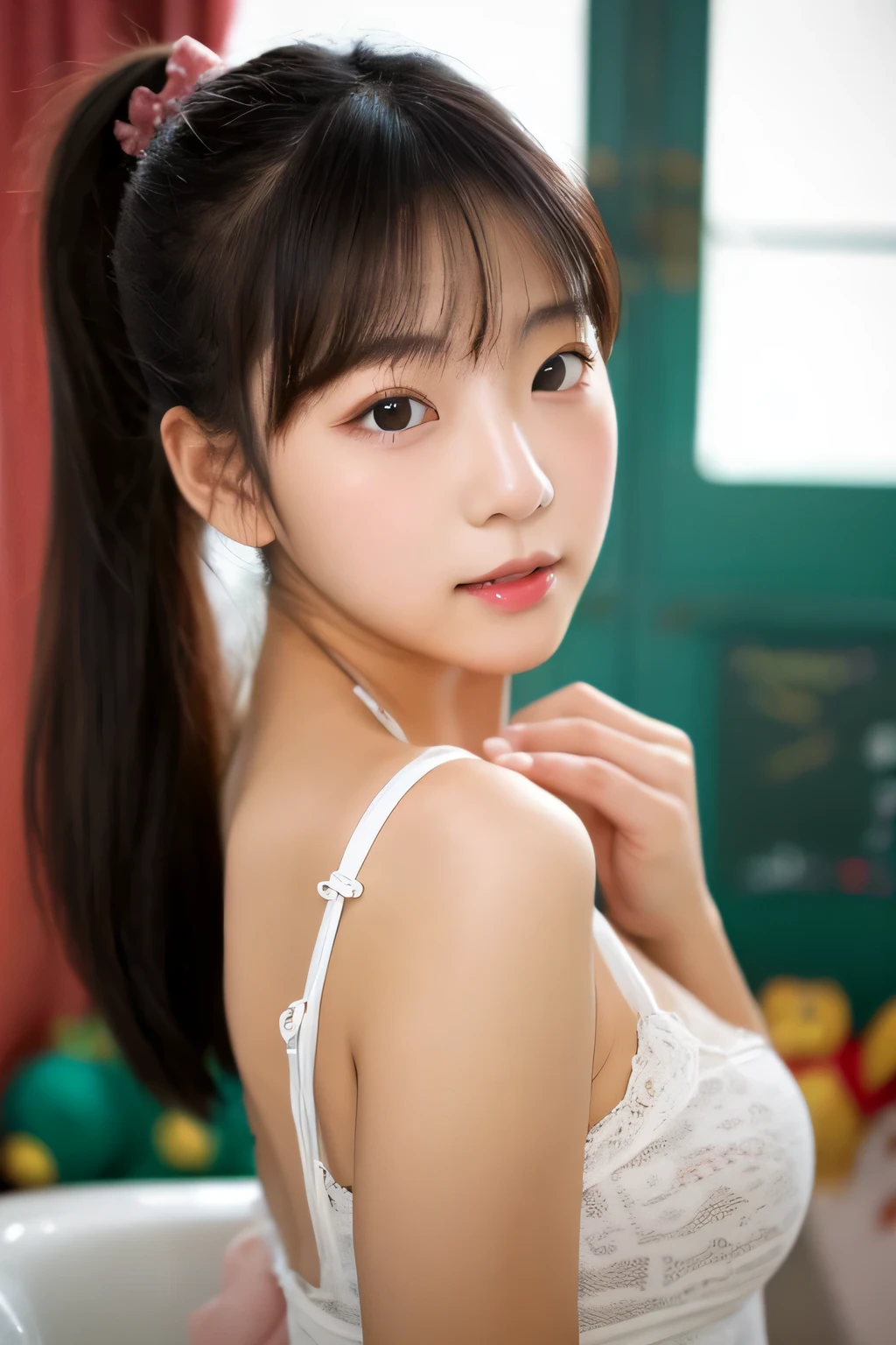 13 year old white hair、beautidful eyes、real looking skin、high school guiller suit、small tits、(8K、masterpiece)、(reallistic、フォトreallistic)、top-quality、ighly detailed、The ultra-detailliert、Beautie、cute little、japanes、Idol、A smile、Close-up portrait、Healthy face