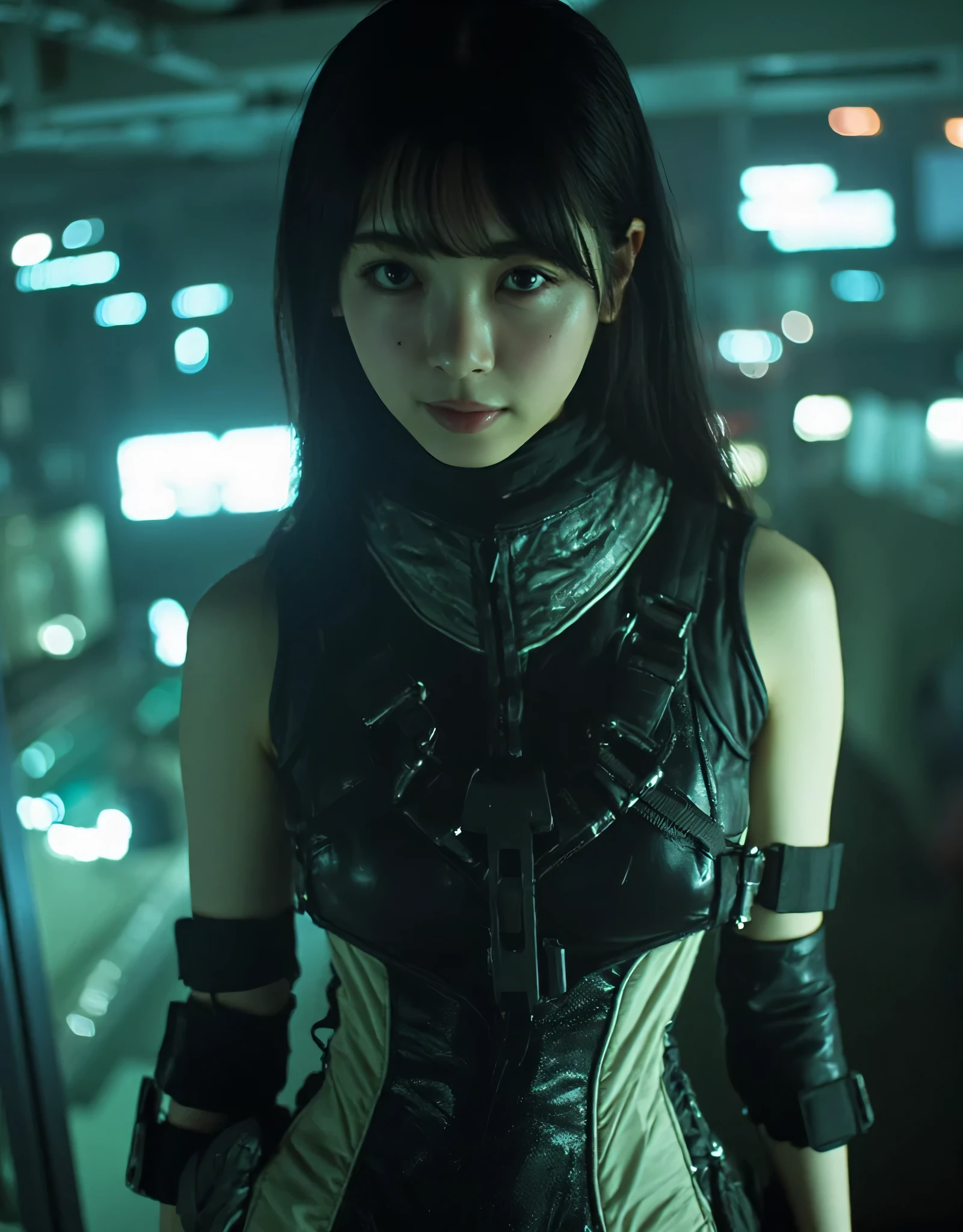 (RAW quality:1.4), ((Best Quality)), ((Mastepiece)), (DetailsDetails: 1.4), 。.。.。.。.。.。.。.。.。.。.。.。.。.。.。.。.。.。.。.。.。.。.。.。.。.。.。.。.。.3D, ((Square)), ((Close face))), Perfect Face, Perfect fingers, Perfect Body, Combat pose, beautiful cyberpunk female statue, 14 years old, ((Running with an AK-47 assault rifle in hand:1.4)),  (Battle Mode:1.4), (((High Detail Skin, Visible pores))), Abdominal muscles, Muscular arms, Cleavage, (((Big Breasts: 1.4)), Silver Hair, Straight short hair, Braid, (Wear a bulletproof vest on bare skin:1.4), Cleavage, Side boo boo, (Firearms), Ticker (High Dynamic Range), Ray tracing, NVIDIA RTX, Super-resolution, Unreal 5, Subsurface Scattering, PBR Textures, Post-processing, Anisotropic Filtering, Depth of written boundary, Maximum sharpness and sharpness, Multi-layer textures, Albedo and Highlight Maps, Surface Shading, Accurate simulation of light and material interactions, Perfect proportions, Octane Render, 2 color light, Large Diameter, Low ISO, White balance, Three-part method, 8K live, blue sky, ruined city background, explosion, fire, Flaming, Nervous, Upper body photo, color々Photo from the direction,