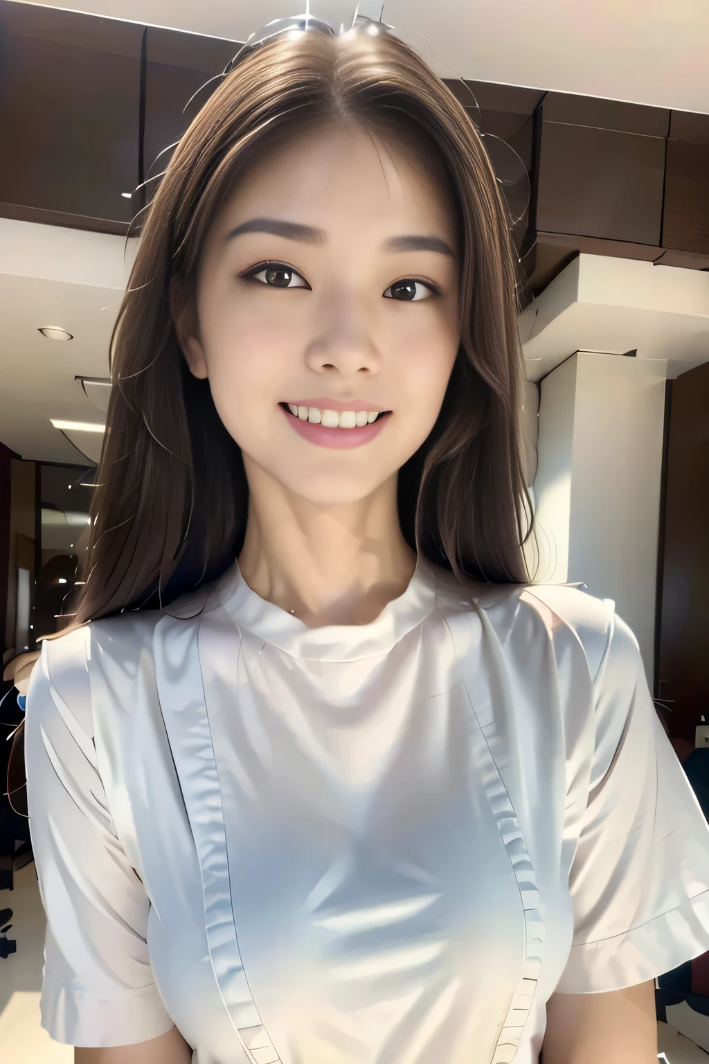 (8K、proffesional、top-quality、masterpiece:1.2)、(Highest Details Skins:1.2)、(Supreme Detail Face:1.2)、large full breasts、(((Wet transparent plain t-shirt)))、Dark bras、Upper body close-up, (nsfw:1.5),