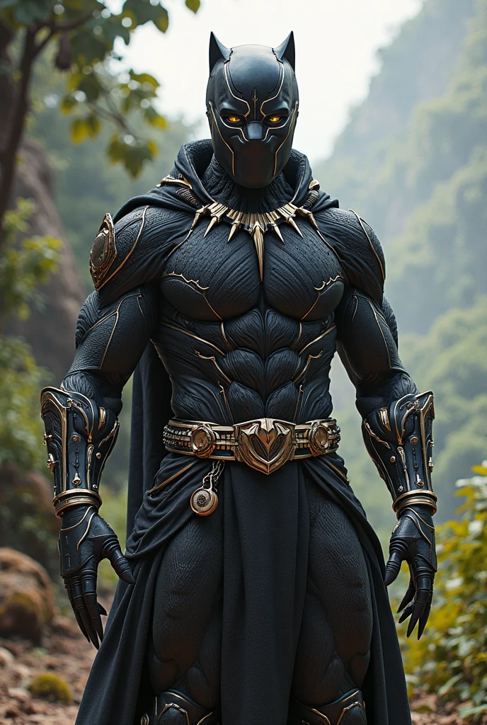 Kyllian Mbappe is black panther , vestimenta do pantera Negra , olhar fixo , corpo definido , Perfect setting , imagem sem erros e deformidades , Perfect resolution and quality , obra prima