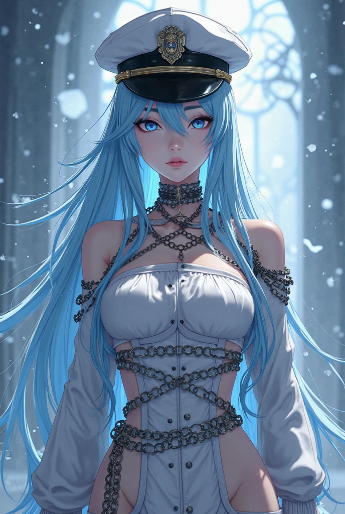 a beautiful anime girl, (best quality,4k,8k,highres,masterpiece:1.2),ultra-detailed,(realistic,photorealistic,photo-realistic:1.37), changeling girl, full body shot, wide blue fur, blue eyes, black and white clothes,  stature, snowy landscape background, detailed facial features, delicate skin, intricate clothing folds, sparkling snow, glowing blue hair, graceful pose, dynamic composition, vivid colors, dramatic lighting