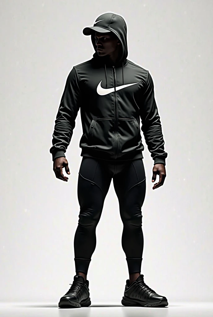Tyson beckford as The Punisher, wearing Athleisure, huge bulge, punisher aesthetic, in beefcake pose