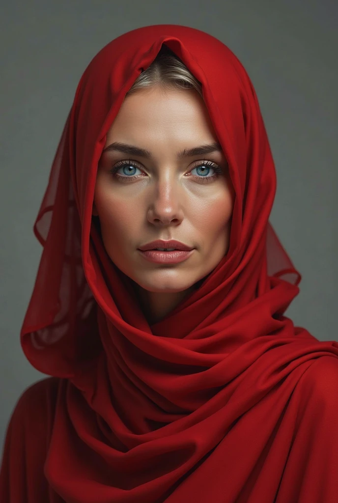 Stunning plain patterned red syar'i hijaber, photo, 8K