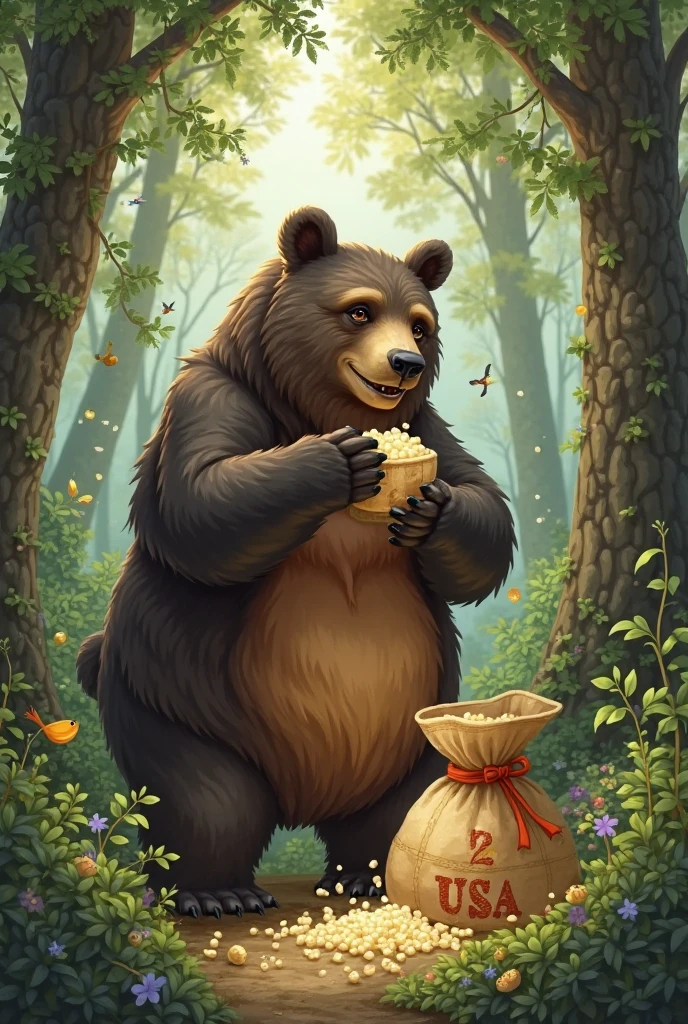 Bear eating a potato
