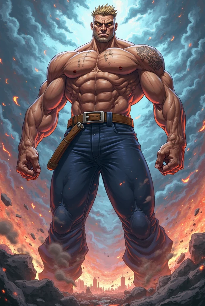 (NSFW: 1.5), Chris Redfield ,(man kneeling: 1.2) , (Seriously injured), (Close your eyes.), Open mouth, show teeth, (Wearing a navy blue round neck T-shirt with a police logo.: 1.3), (Navy blue jeans), Korean guy , korean men, (High gloss details), chest muscles, Big arm muscles, blood vessel, big muscles, Broad shoulders, looking at the audience, Balancing the eyes, (Make eye contact),(Torn shirt: 1.5), (wound: 1.3) , (blood splatters) ,( abrasions on face: 1.8), (Blood stains on the face and body: 1.6) ,(Torn shirt: 1.5) , (Look up: 1.1) , (genital very long big : 1.5), (Big testicles), (Erection of the penis: 1.5), middle of the road,(Fire blazes behind:1.3)  ,(several worms pupate:1.8) ,middle of the road,(Fire blazes behind:1.3) ,(How:2.0) (big explosion:1.5) 