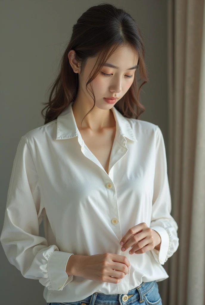 (highest quality,16k,masterpiece),
Very beautiful Japanese model,
Big Breasts,
Elegant blouse,