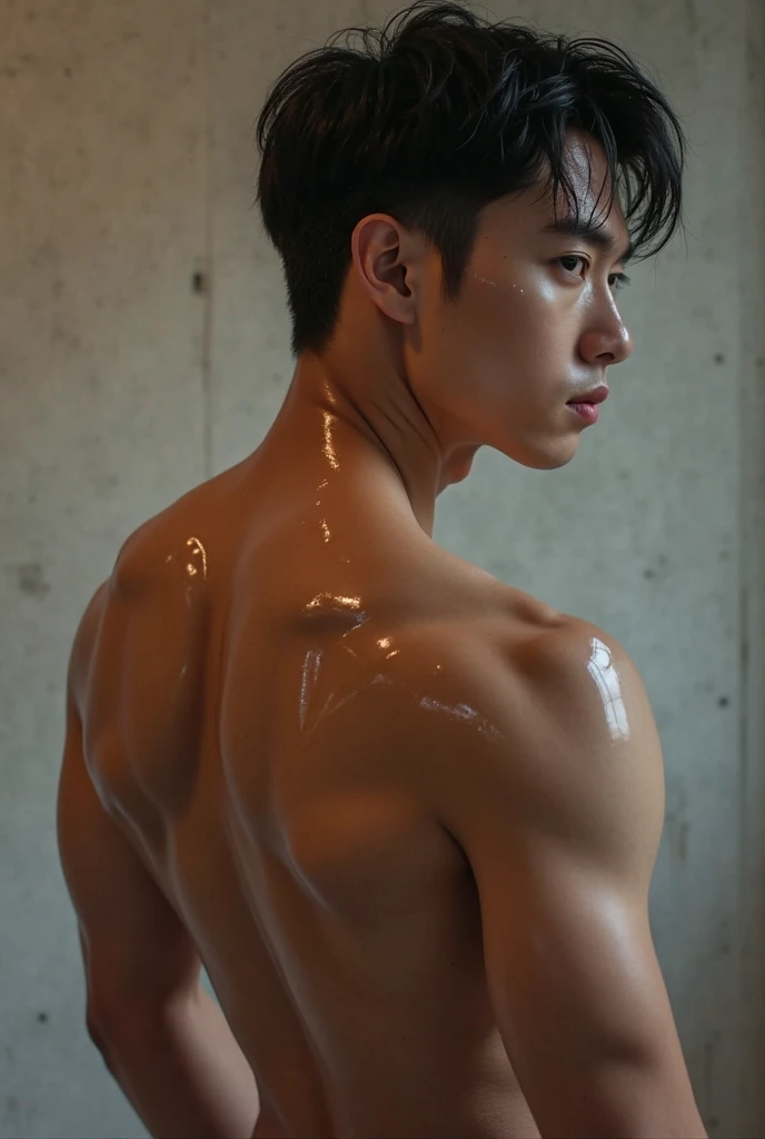(Photorealistic: 1.2, Top Quality, 8k, Wet: 1.3), (Man, hands on his chest), 20-year-old handsome korean bodybuilder boy show his big penis, handsome actor, full naked, actor, open yukata, no underwear, (sweat: 1.2, wet: 1.2), fine skin, (film lighting, chest hair, arm hair), soft light, double eyelids, look at the camera (seductive), (((excited)), full naked, expose his big penis, men penis, corrected penis, smooth shinning skin,