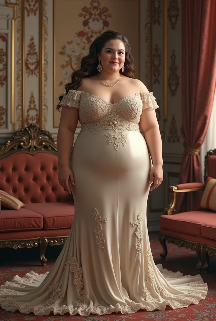 Attractive dressing Beautiful curl Red hairs,perfect facial features of well dressed Women in bedroom empty hand's ,looks like gorgeous wife giving a eligent pose wearing princess frock gown dress, ((with big body curves, attractive queen diamond crown full dressed princess clothing,bouncy breasts:2.4 thin waist,big wide hips)) wearing necklaces with princess sexy attractive long frock clothes full body clothing pink frock clothes flowen long gown dupatta