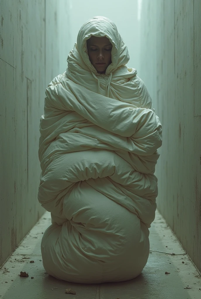 Browsing Caution, ((highest quality)), ((8k)), ((masterpiece:1.3)), (Perfect appearance), (Light realism:1.6), (Naked woman wrapped in white sheets: 1.2), (Morning bedroom with the sun shining in), Japanese women, 80 years old, ((Realistic skin texture)), (Large wrinkles all over the skin: 1.3), (White skin: 1.1), (Moisturized Skin: 1.2), (Facial wrinkles : 1), (Wrinkles around the eyes: 1.2), double eyelid, Lower eyelid tear trough, (Crying Mole: 0.9), The eyes are looking here, Gaze seriously., (Dimples: 1.2), Long Hair , (Long Wavy Hair), (Hair on the ears falls out), A tense look, Big Breasts, Clearer cleavage (Wrapped in white cloth.: 1.6), (whole body: 1.4), Beautiful belly button, young woman's face, 20 years old.