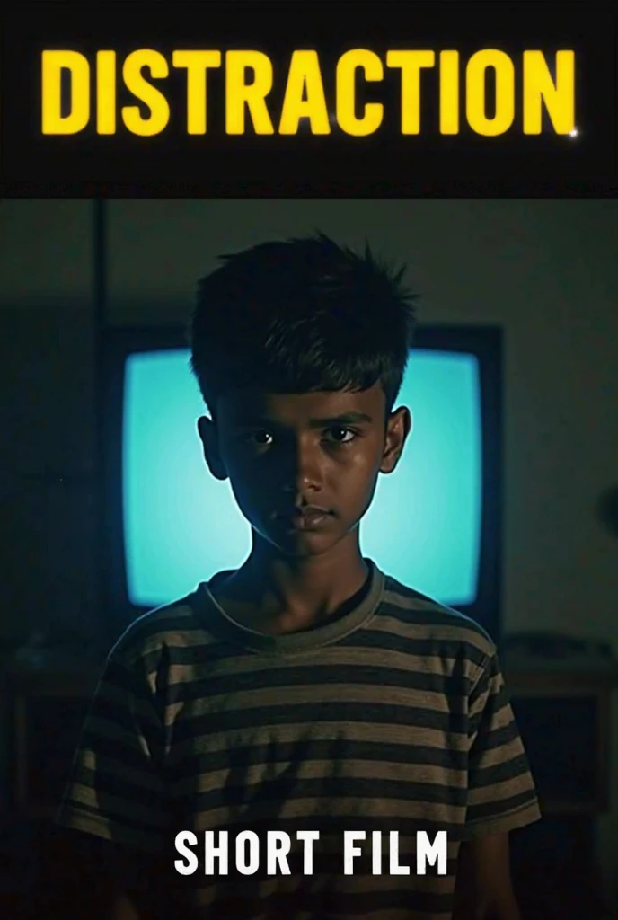 I would like you to create a cartoon of a dark boy, sitting in front of a computer, the boy must have short black hair, three moles under the eye and one mole above the mouth 