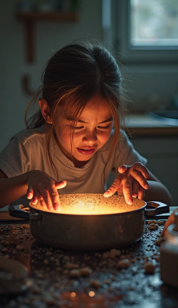 a female DJ AND A CHILD making cooking gestures with a CAKE PAN on turntables on a stove, beautiful detailed eyes, beautiful detailed lips, extremely detailed eyes and face, long eyelashes, painting, oil painting, 8K, high quality, hyperrealistic, intricate details, vibrant colors, dramatic lighting, cinematic composition, dynamic pose, smoking frying pan, kitchen stove, modern kitchen interior, warm color tones, photorealistic