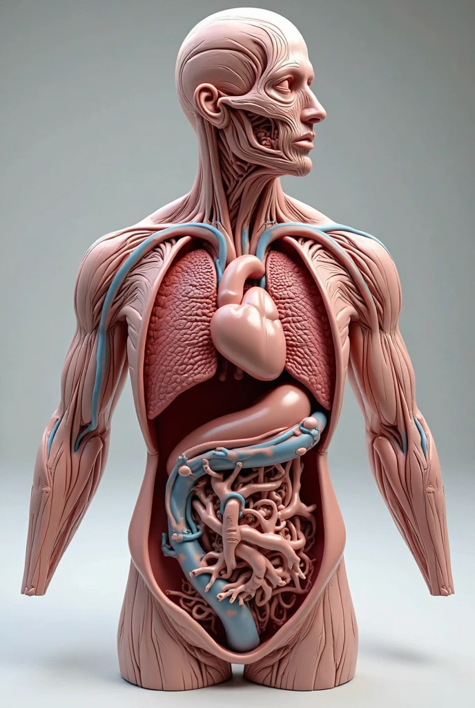 a detailed hyperrealistic human anatomy torso with partially transparent skin, revealing organs, muscles and skeletal system, 1 person, medical illustration style, gold abstract mandalas, petals blending seamlessly, neutral background, best quality, 8k, photorealistic, physically-based rendering, extreme detail description, studio lighting, sharp focus, ultra-fine painting, vivid colors gold brains, sandstorm death cinematic