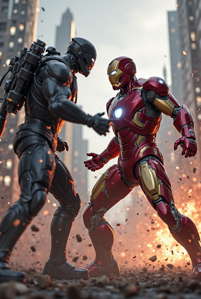 a video of iron man marvel fighting with cyborg DC UNIVERS