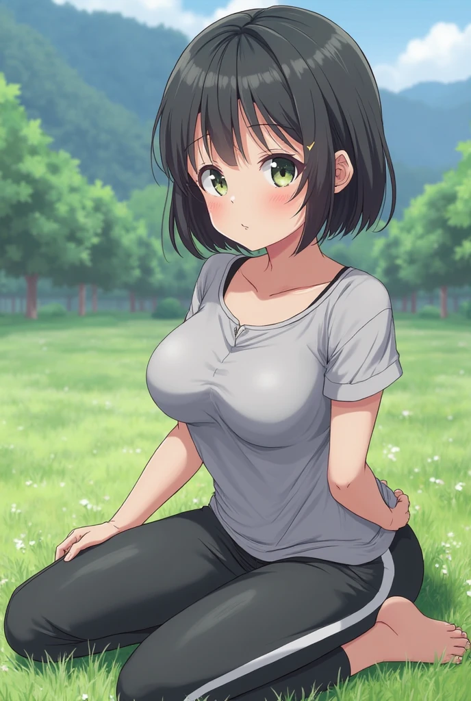 ((Table t○p, highest quality, Hi-Res Lucifer,Anime Screen Capture、Pixel Perfect, 8k、nsfw、Sex with a black man。bukkake)))、((Black baseball cap))、Perfect Anatomy、Miyu Kato、((((Swollen nipples、Large Breasts))))、Hands on chest、(((Chubby、Wide Hips、Thick thighs、Spreading her legs)))、(((Single Braid Ponytail)))、Blunt Bangs、(((Thick sideburns)))、(((short hair、Brown Hair)))、(((Shirt lift、White T-shirt)))、Light blue bikini、Sweat,(Green Eyes)、 ((Embarrassing、Are crying、blush))、(Concrete room、Military Hangar)、