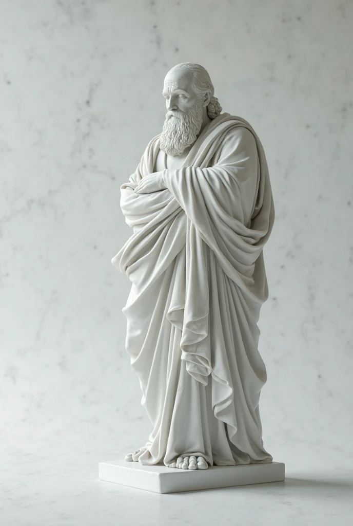 Statues, marble statues, ancient Greece art, ((Statue of a wise man in ancient Greece costume)), studio lighting, best light and shadow, realistic, high detail, simple background