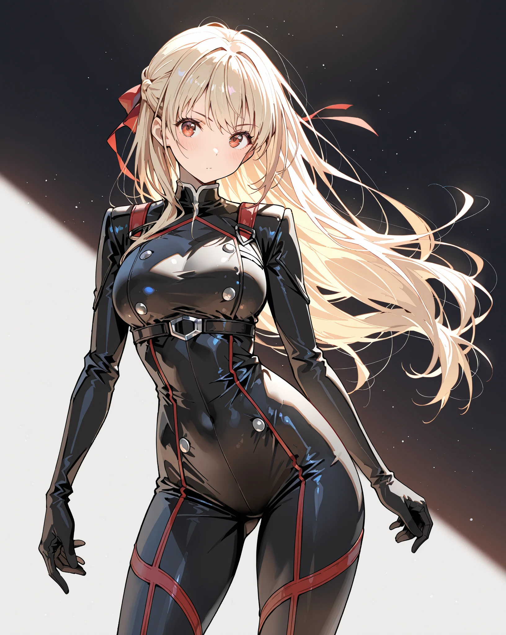  on face , sensual face , (sexy kneeling position:1.3), official art, unity 8k wallpaper, ultra detailed, beautiful and aesthetic, masterpiece, best quality, realistic, close-up, skindentation, souryuu asuka langley, interface headset, bodysuit under clothes, detailed eyes, detailed face, detailed hair, black background, straight-on, looking at viewer, glossy,