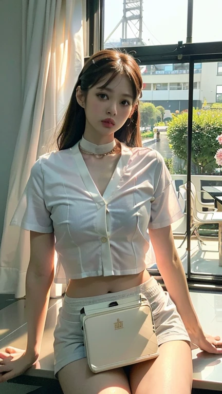 A woman who has been and tied up、Hands tied with rope、Standing in a room、Facing forward、White panties are visible、21talent、Beauty、Well-formed face、Make your eyes even、Beautiful black hair、Has bangedium build、Well-balanced proportions、Beautiful legs、Dark short-sleeved shirt、Long skirt、Like real life、highest quality、