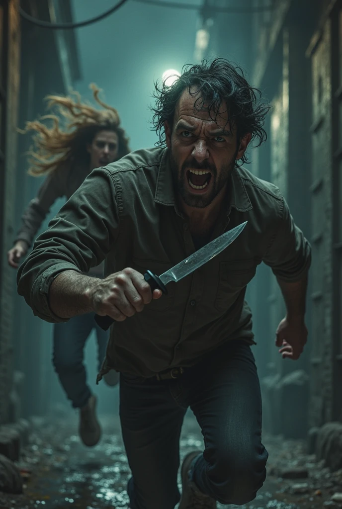 Group of people became paranoid, aggressive, and violent. They attacked each other, The background is in the forest