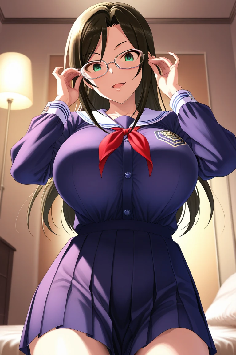 1 girl, Nozomi Tojo, (lovelive),((school uniform)), ((huge breasts 1.5)), full body figure,  (highest quality、4k、8K、High resolution、must have:1.2)、Super detailed、(reality、realisticです、realistic:1.37)、ticker、hyper hd、studio lighting、ultra definition paint、sharp focus、Physically based rendering、extreme details、Professional specifications、vibrancy and color、blurry、sports portrait、landscape、horror style、anime big breasts、SF、photograph、concept artist、five fingers, perfect body,  {{{masterpiece}}}, {{{highest quality}}}, {{Super detailed}}, {shape}, {{very delicate and beautiful}},Improved cost performance、all roles、Canon 5D MK4でphotograph、photograph,