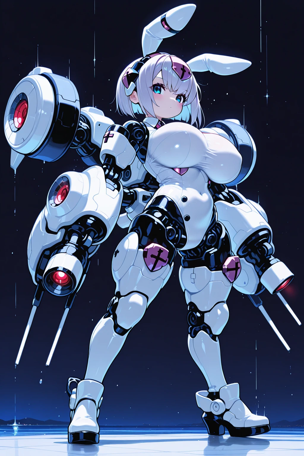  (muslos curvados), (pechos enormes, pechos turgentes:1.4), ochako uraraka, manos perfeta dedos perfeto definido, cartoon of a woman in a pink and black outfit with a white cat, a sketch inspired by Ceri Richards, tumblr, sōsaku hanga, humanoid form, streamlined pink armor, gainax, this character has cryokinesis, gynoid body, gainax anime style, female mecha, girl in mecha cyber armor