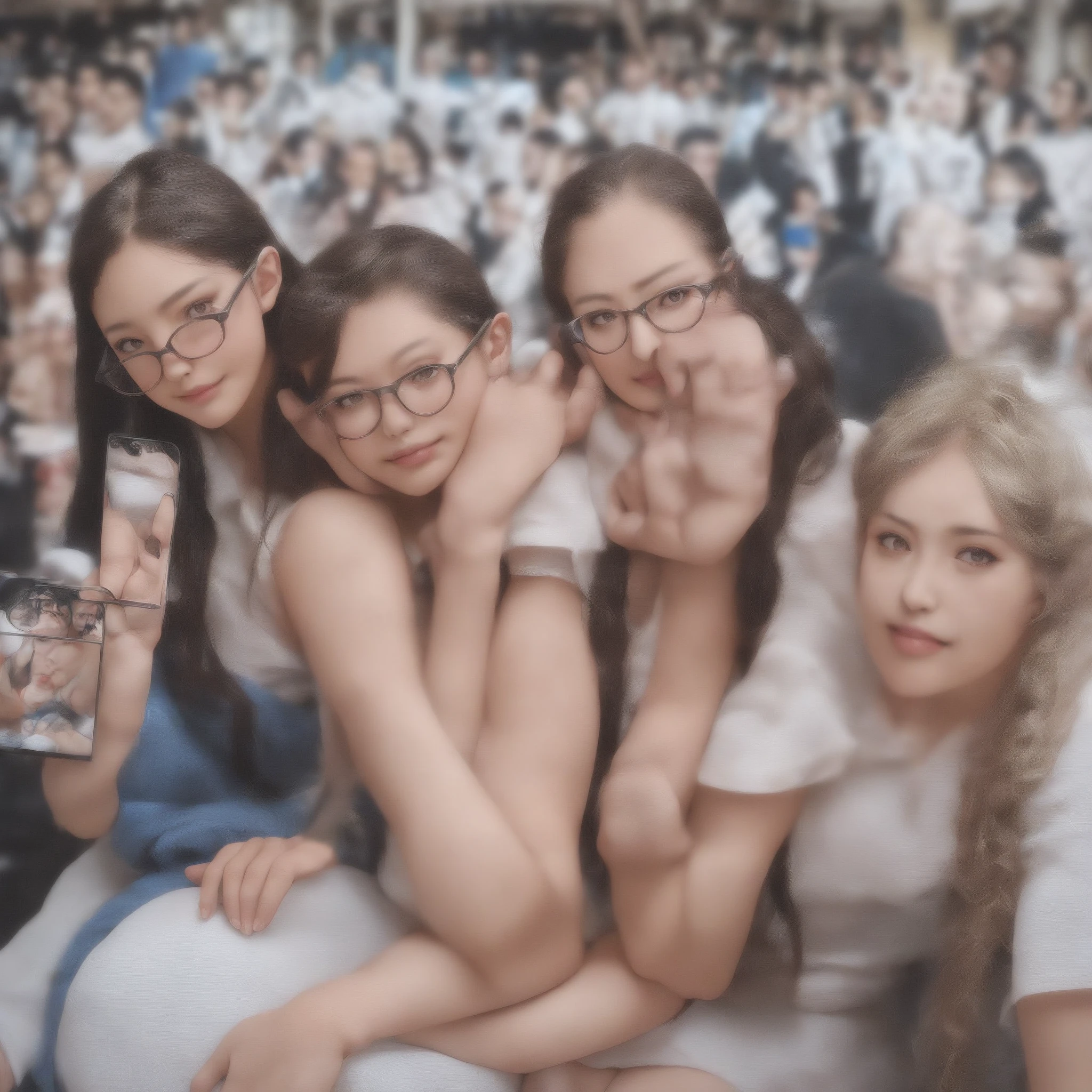 three women sitting on a couch peace signs with their hands, photo taken in 2 0 2 0, profile pic, very very low quality picture, low quality grainy, low quality photo, very grainy, taken in 2 0 2 0, annoying sister vibes, peace sign, low quality photograph, older sister vibes, grainy low quality, childhood friend vibes, threesome, Big , huge , no clothes, sexy, cute, wide hips, thick thighs, pear-shaped body, minimal clothes, thick, bbw, chubby stomach, thick nipples, nipple piercings, large areola, hard nipples, piercing through shirt, nipples hard through shirt, chubby stomach showing, tummy spilling over the side, muffin top, the girls are sexy, large areola showing, huge naked tits