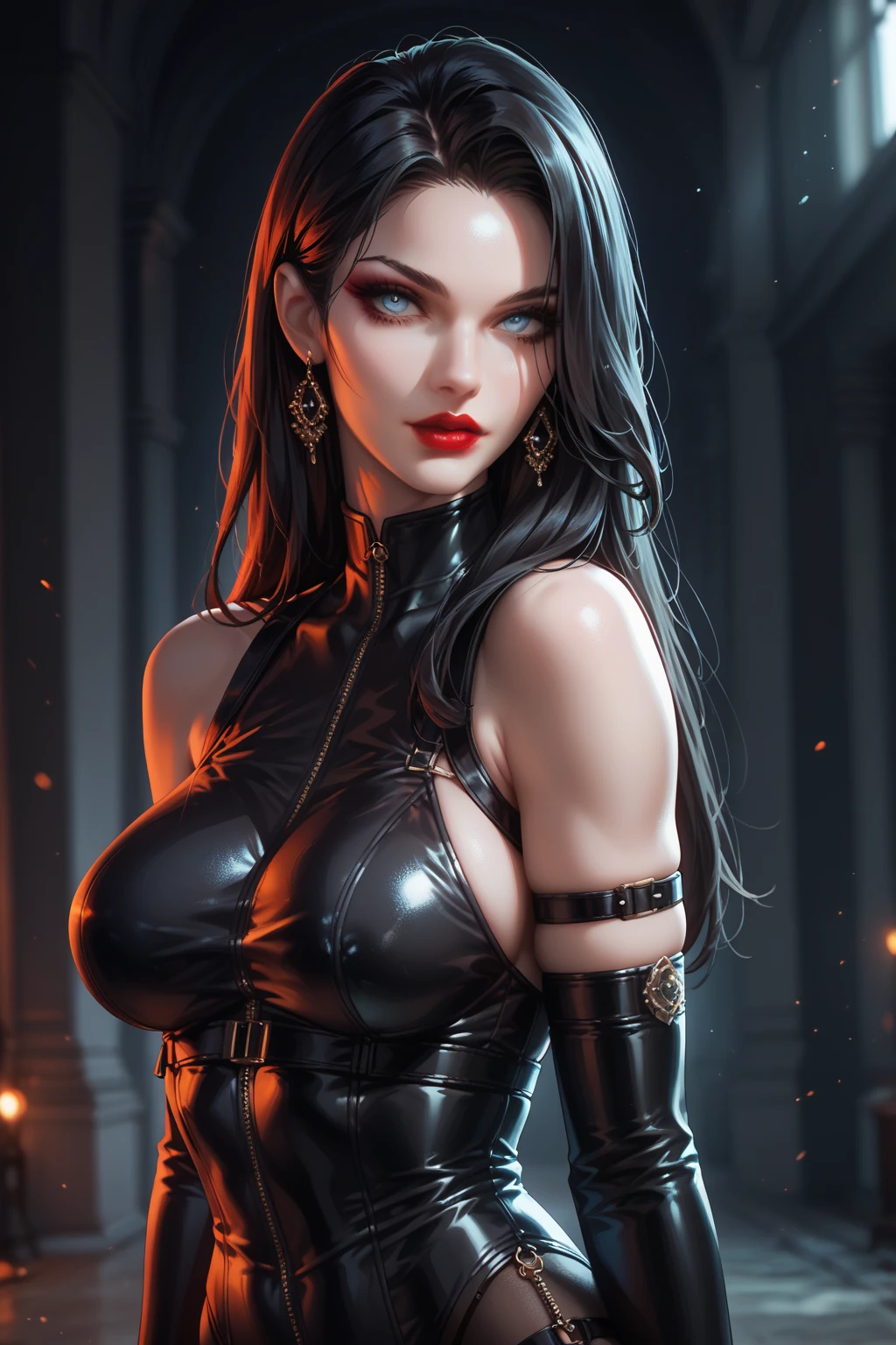 1 girl, sexy, beautiful samurai, katana, samurai, muscular abs, navel, fantasy, sensual, cropped corset goth top, beautiful goth girl, sexy, deep navel, heavy goth makeup, armpit, action pose, fighting