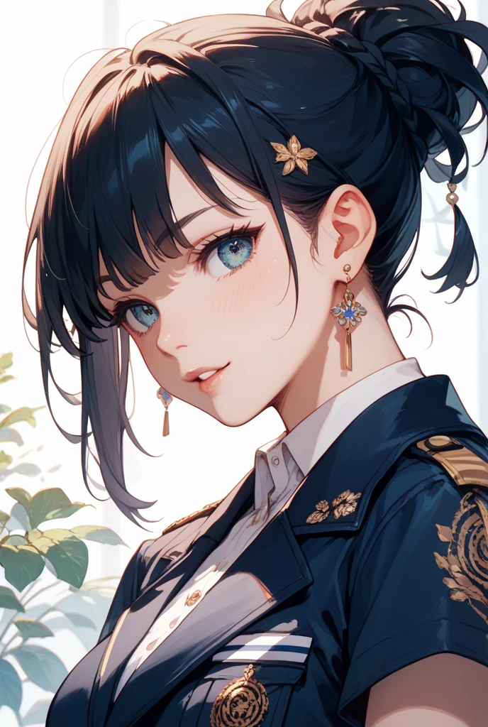 ((highest quality)),(ultra high resolution),(Super detailed),(detailed description),((best CG)),(best work of art),super precision art,amazing drawing art,(Art with precise details:1.5), (Women's military uniform:1.8),(beautiful and well-shaped face:1.5),smile:1.5,(Detailed military uniform:1.6,Extremely precise and detailed dot pattern camouflage:1.6),glamorous body:1.3,