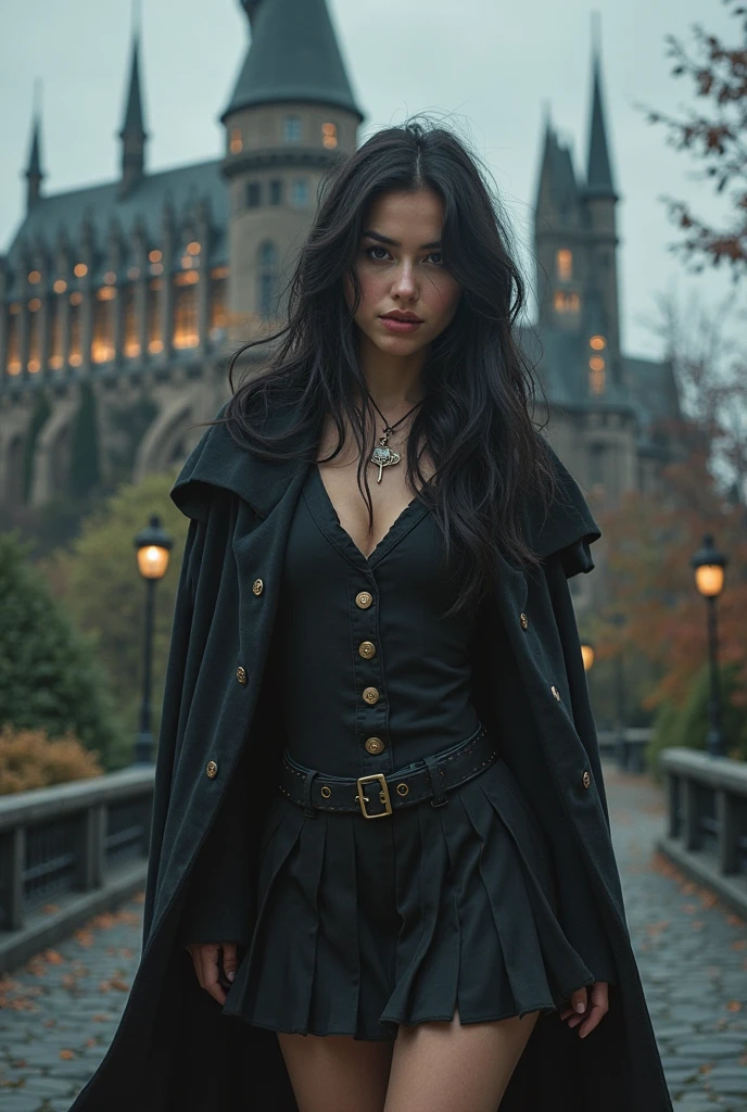 Beautiful Girl, black hair, Long hair, (wavy hair), bangs, (((pantyhose))), (((seductive))), looking at the viewers, witch costume, witch hat, slutty costume, Halloween, micro skirt, (((Lift the hem of the skirt, Lift the hem of the skirt with both hands, Lift the hem of the skirt yourself))), (((micro skirt))), (20 years old), 1 girl, Light on Face, photorealistic, City Street, (no panties), from below, flashing sheer tights, gusset of pantyhose, tease, voyeur, see vagina through sheer pantyhose, show gusset of pantyhose