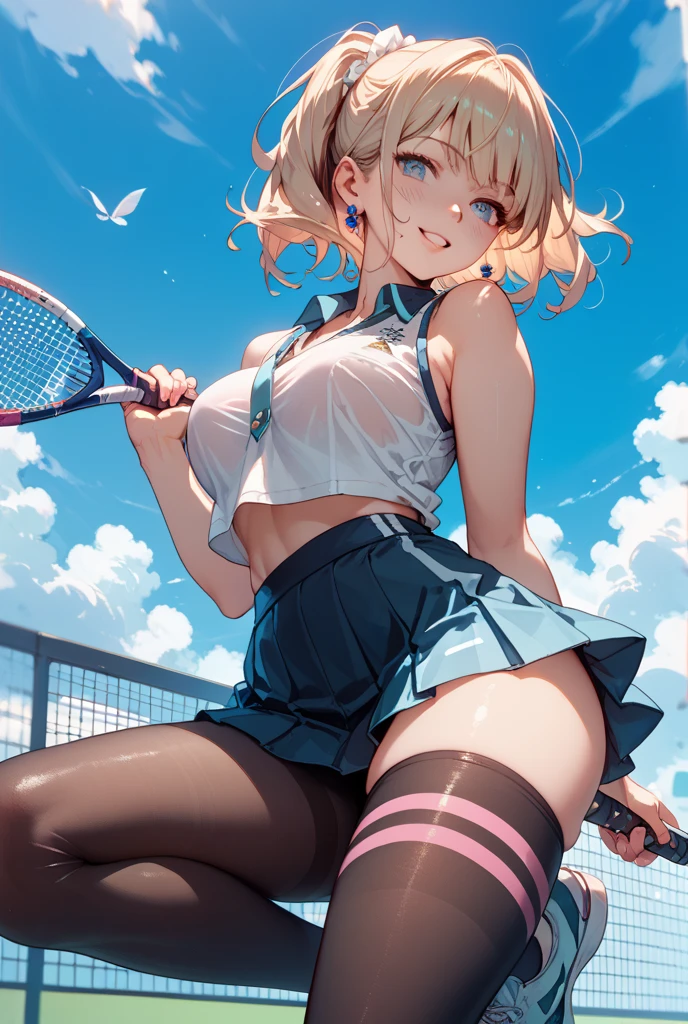 1girl ,((Shiina Mahiru,mahiru shiina)), (Long Hair,Straight Hair,bangs),happy smile, smile, Open your mouth,((nsfw,full,Tennis Wear,White shirt,White mini skirt,Panty shot,White panties,Pull up your skirt)),Real Summer,Daytime,sunny,My hair is blowing in the wind,whole bodyがイラストに入るように,Slender body,
break outdoors, School,Tennis court,
break looking at viewer,Beautiful breasts,Wide opening,Medium chest,whole body,((Panty shot,Pull up your skirt,Angle from below))
break (masterpiece:1.2), Highest quality, High resolution, unity 8k wallpaper, (shape:0.8), (Beautiful details:1.6), Highly detailed face, Perfect lighting, Extremely detailed CG, (Perfect hands, Perfect Anatomy),