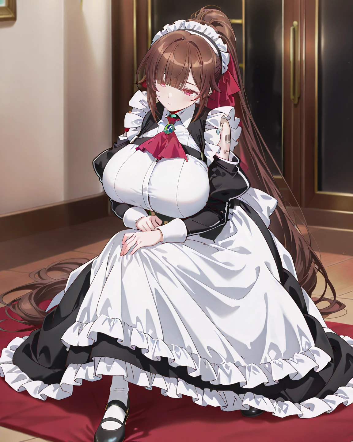 girl, mature female, mature, Beautiful wife,milf, very long hair, (huge-breasted),blush, lipsticks,Lolita skirt,open chest,Victorian style,Gothic,HighestQuali,超高分辨率