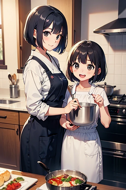 aggressive、Bangs、Medium Hair、girl、Light Hair Color、Small Mouth、Small Nose、Big Breasts、Chubby、birthday、apron