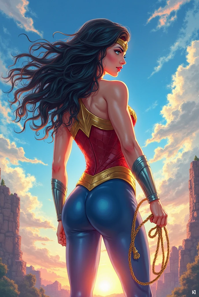 wonder woman, looking back at viewer, big butt, sexy