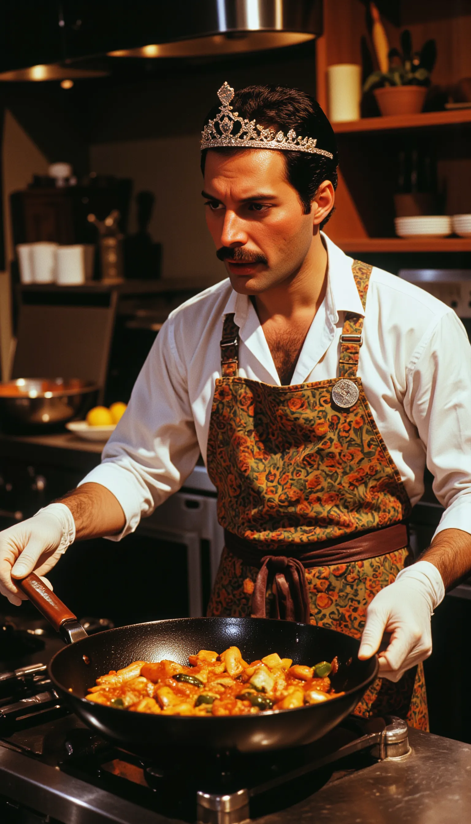 (0622) Freddie Mercury of the band Queen Cooking
