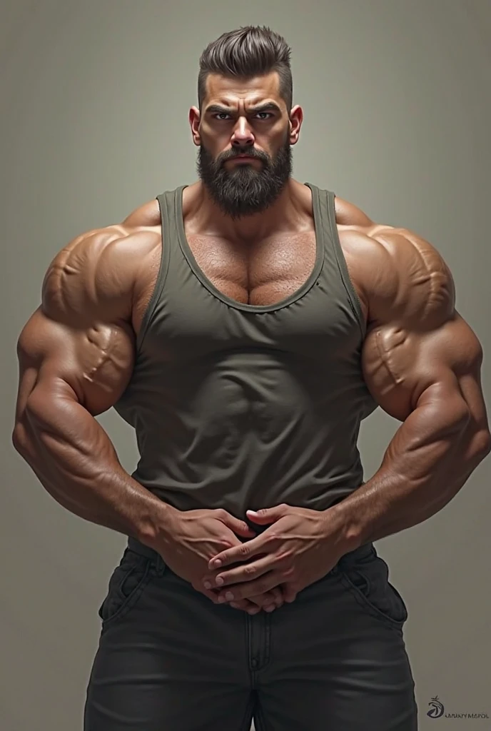 a very handsome young man shirtless, big eyes, exaggeratedly muscular, exaggeratedly huge muscles, exaggeratedly huge biceps, exaggeratedly huge arms, on a black background