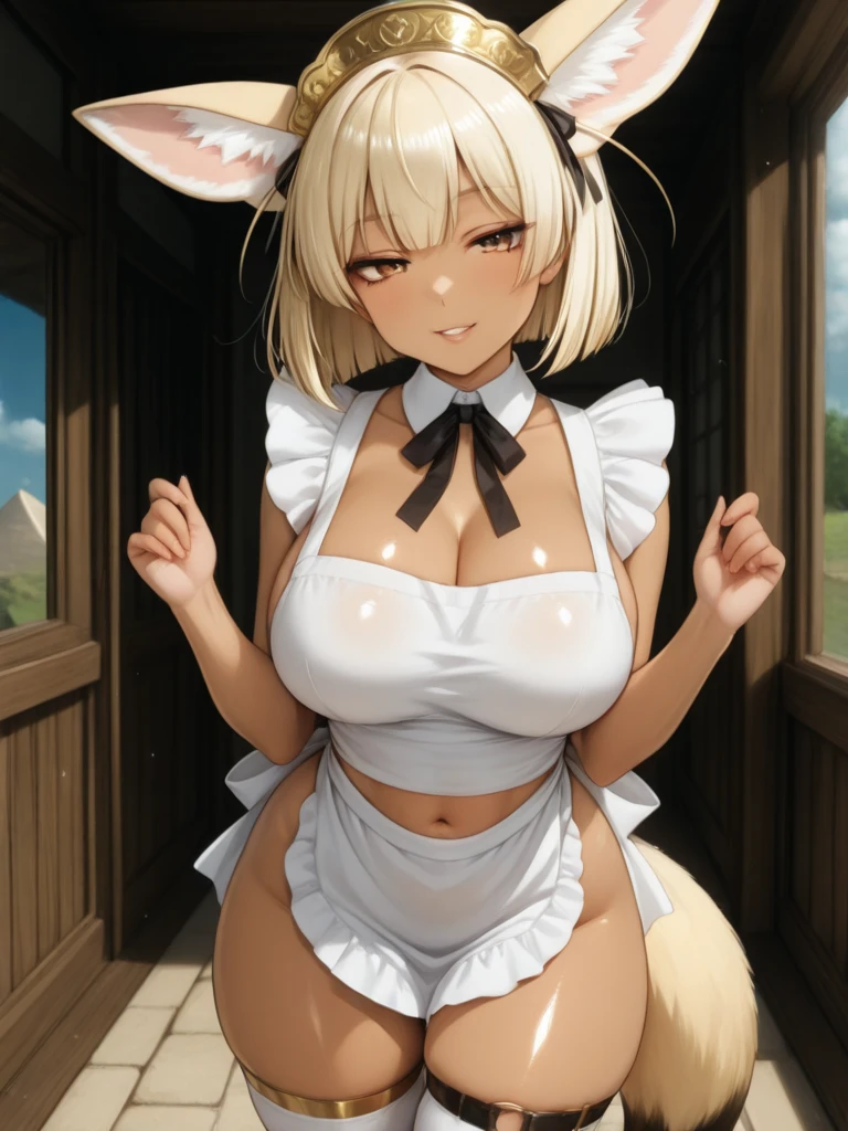 blank \(nod\),playboy bunny, Bunny ears,white leotard,(big breasts:1.5),looking at the viewer,Are standing,((masterpiece)),((highest quality)),perfect anatomy,8K UHD,highly detailed face,luster and luster,((1 girl)),((alone)),perfect image,(Upper body:1.1),(look ahead:1.1),turn your arms behind your back,slim waist,(shiny hair),super detailed,indoor hall,smile,yellow eyes,super detailed
