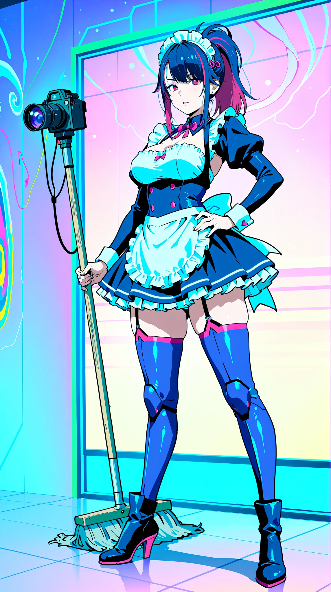hearts particles++, nsfw++, white short hair, glasses, cute student, sexy, blush, sexy pose++, enormous breasts, wide hips, visible pussy, visible nipples, stockings , (masterpiece, best quality, supeior quality, intricate details, beautiful, aesthetic:1.2), high quality, 8k, RAW, ultra details, extremely dellicate and beautiful, real shadow, (dark colors:1) (challenging look), (dinamic pose:1.8), photorealistic, highly detailed painting, award winning painting, marvelous painting, artistic style, stylized, full body, kawaiitech, (((blue hair))), long hair, ((((sakura in hair)))), pastel colors, kawaii, large breasts, cute, kawaii, adorable, Flirty, clouds, blue sky, sun, landscape, (((city street))), daytime, sakura trees, perfect hands, cinematic light, maid uniform, frills, lace trim, lolita hairband, sneakers, white shoes, thighhighs, striped legwear, earrings, sakura earrings, striped thighhighs, pink thighhighs, standing, legs apart, panty shot, leaning forward, ((cutesy pose:1.5)), kawaii pose, cute colors, glitter, ,shimapan, cotton panties,kawaiitech, pastel colors, kawaii, cute colors,Detailedface,Detailedeyes
