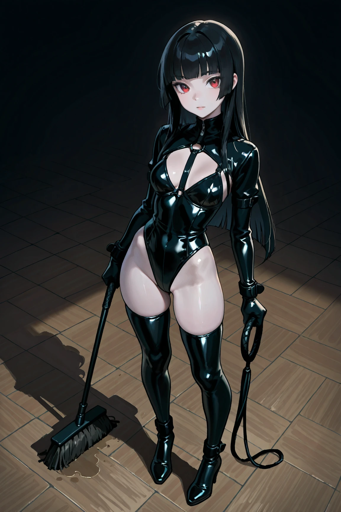 pussy, black pigtail hair, naked, girl, adult, in house