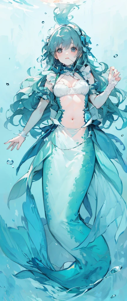 Realism, fantasy colossus, deep-sea wonders, movie character mermaids covered in colorful scales, with slender and delicate ears. When a normal mermaid's tail twitched, it bloomed like underwater flowers, dancing in intoxicating curves. Colorful bubbles, distinct layers, full of special effects, distinctive features, charming smile, complete fingers, high-definition details, 24k, moist skin, posing in front of a mirror
