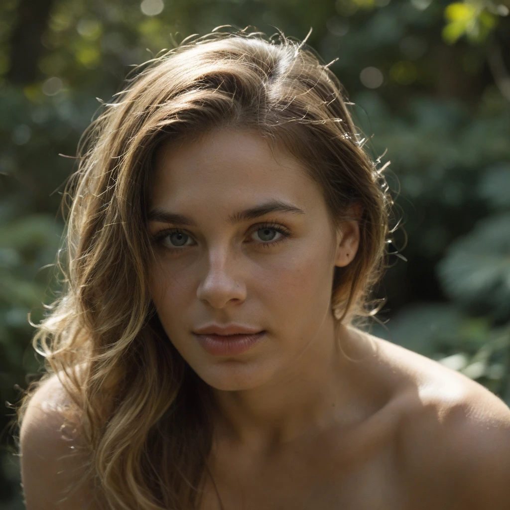 Elisabeth Olsen, neckline, sexy, lake behind, plants around, grabbing breasts, squeezing neckline, goosebumps photo, sexy, topless, nude, pubianos,  