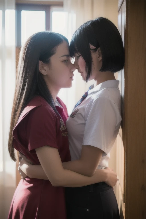 (Pink Hair :1.3),(Two Girls:1.5), (少女のwhole bodyの詳細なRAW写真), (Tabletop:1.0), (highest quality:1.4), (超A high resolution:1.2), (Realistic:1.4), 8K resolution, Canon EOS R5, 50mm, Absurd, Ultra-detailed, (Age 25), Sharp focus, Cinema Lighting, Beautiful face in every detail, (No makeup:1.2), (Ulzzang-6500-v1.1), shape, Detailed skin texture, Sunburned skin, Flat Chest, (A lean and healthy body:1.6), Thigh Gap, Detailed brown hair, hot,(Very short hair:1.5), Realistic glowing skin, (sweating:1.45), Heavy breathing, 蒸しhot, (small , Camel Toe), (Japan national team players, Flat Chest:1.5), Well developed abdomen, Wet body, (small tits:1.5), (日本のhigh school girl:1.5), (黒いSunburned skin:1.5), (Blue Nike Competition Lacrosse Uniform:1.5), (Wet polo shirt:1.5), (Through the skin color of the polo shirt:1.5), (学校で美しい20歳のJapanese Girlsの写真), whole body, (high school girl:1.5), (Erect nipples:1.1), whole body, (smile:1.5), (Hug each other tightly:1.3), (whole body:1.5), (Right before the kiss:1.5), (Do not touch lips:1.5), (Wet body:1.5), (Wet Skin:1.3), High School Lacrosse Team, (mini skirt:1.5), (Under the skirt), (Tanning and tanning line:1.5), (Backlight:1.0), (Japanese Girls:1.5), Relatives and friends, (Mock Hour:1.5), (sweat and Wet body, See-through skin tone:1.5), (A girl in a Japanese uniform:1.5)