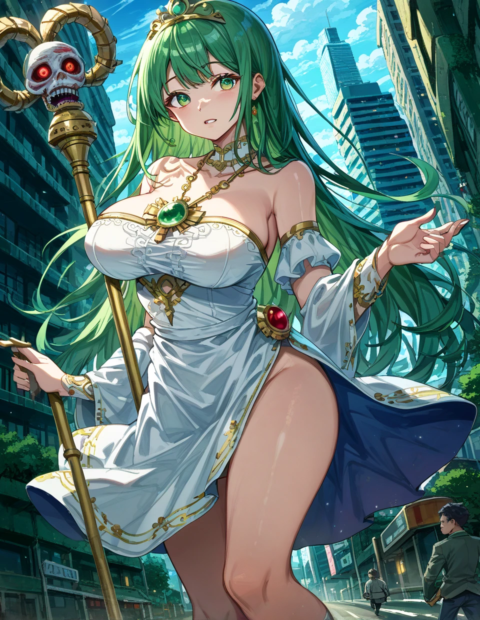 ((anime artstyle)),(Masterpiece),(Best Quality), (Super Detail),((Very Delicate and Beautiful)),(((Solo))),((full body)),(((1 princess in beautiful embroidery and jeweled extremely gorgeous rococo princess ballgown with voluminous full length hoop skirt))),((crinoline,Long train)),((bling-bling)),(extremely gorgeousfull embroidery and lace),(gorgeous gemstone jewelry),detailed face and eyes,jewel-like eyes,((extremely voluminous straight Hair,Very Long Straight Hair)),(((gigantic boobs))),cleavage,gorgeousfull hair ornament,((extremely gorgeousfull jeweled tiara)),throne room,(standing in castle),luxury palace,Dynamic Angle,Looking at viewer,((beautiful embroidery and jeweled extremely gorgeous rococo princess ballgown with voluminous full length hoop skirt))