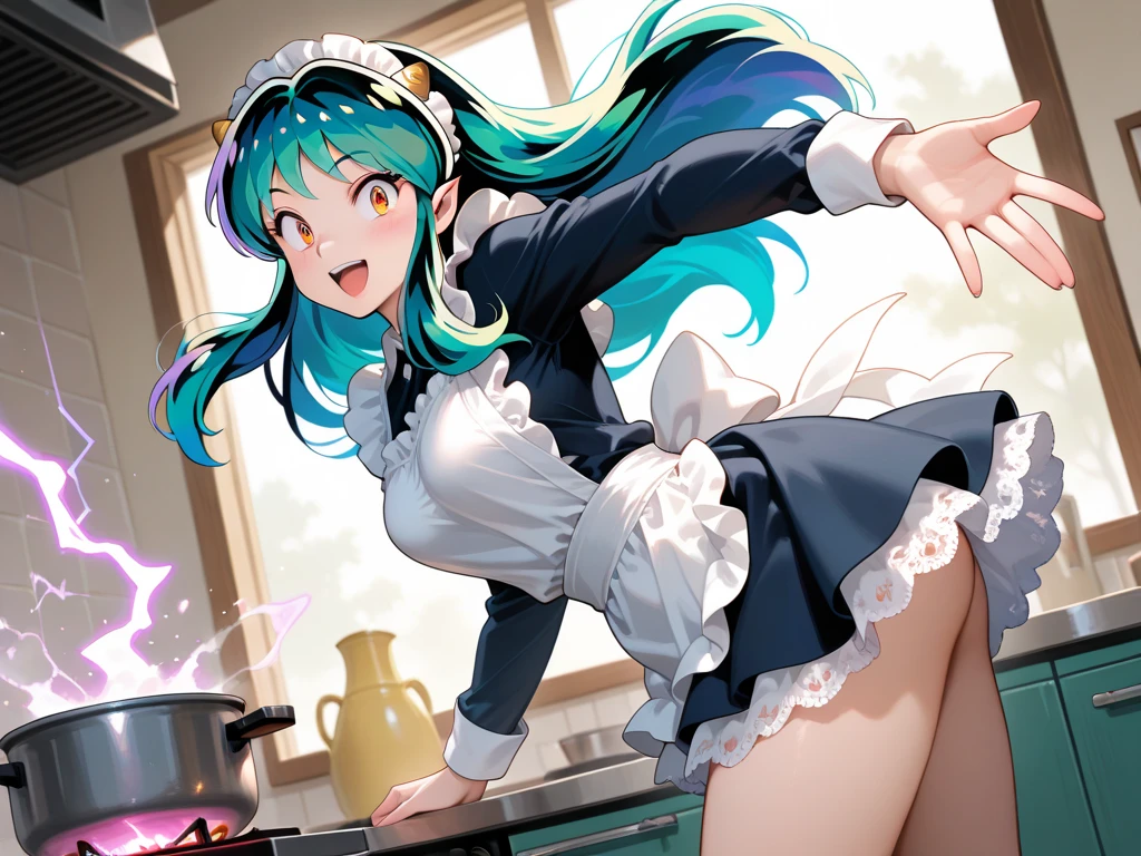 Hatsune Miku showing her butt in a cute thong and sexy maid outfit