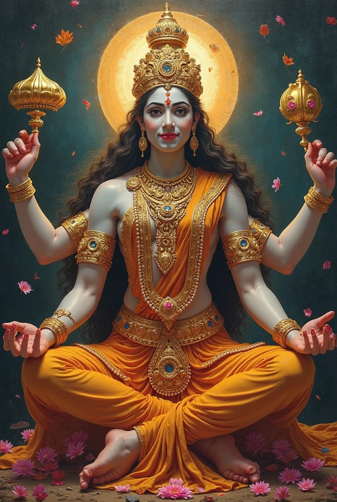 Highly detailed image, Hindu god of sex fucking goddess with 10 hands, touch his body from behind and dasi assisting them , touching ass and penis, hard dick in side the pussy 