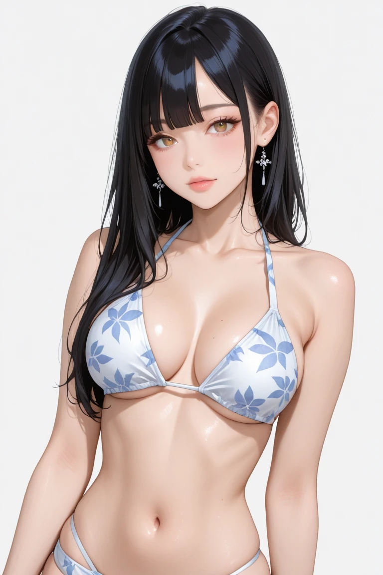 Black hair, low twintails, blush, cheek bulge, Sony FE GM, nffsw, masutepiece, Anatomically correct, Textured skin, Super Detail,A girl fixing her bra hook with her hands behind her back,Super Cute,Slender but big breasts.cleavage of the breast,perfectly proportions,鎖骨,erectile nipple,A small bra that makes your breasts fall out,gray striped cotton bra,a choker