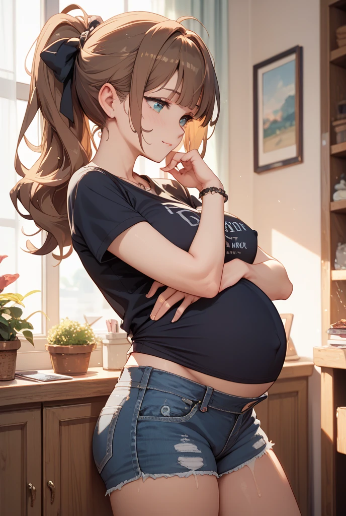 Girl, woman, curvy, fox ears, fox tail, brown fur, long hair, wavy hair, dark brown hair, green eyes, comfortable clothes, soft clothes, pastel colours, tall, lounging, light skin, woman, very pregnant, tired, sitting against a table, pain, agony, labour, contractions, labour contractions, labour pain, crying, tears, crying in pain, scared, half-lidded eyes, painful, in pain, grimacing, eyebrows furrowed, medical, panting, exhausted, pained, aching, ache, very huge baby belly, agonizing pain, heavy breathing, safe for work, pained face, white nightgown, hospital, medical, safe for work, comfort, small chest, modest clothes, nine months pregnant, backpain, hands on her baby bump