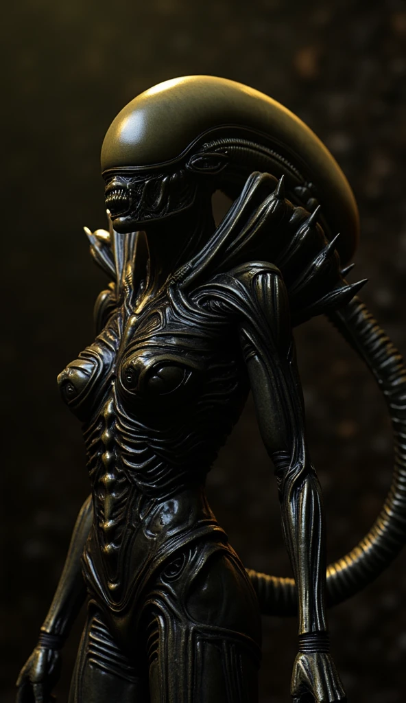 (((cinematically-realistic-perfect)))  <lora:female_xenomorph_xenowaifu_sdxl:0.5> female xenomorph, tail-perfect (((female-xenomorph-approaching-the-viewer)))