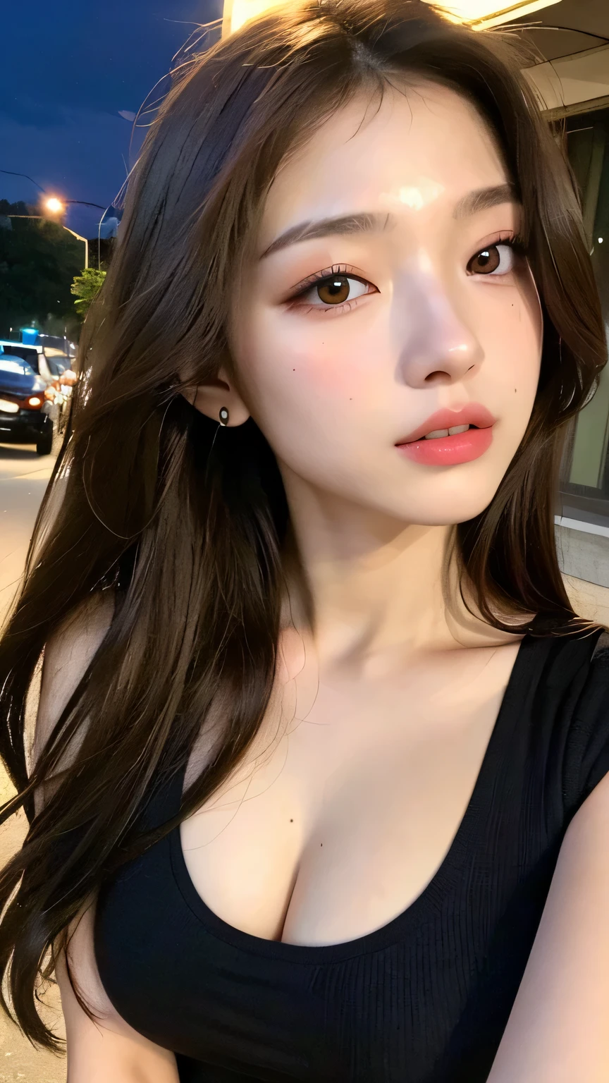 ((highest quality, 8K, masterpiece:1.3)), sharp:1.2, beautiful woman with perfect figure:1.4, slim abs:1.2, ((layered hairstyles, huge tit:1.3,cleavage:1.2)), (Long shirt with light white buttons：1.1），（rain，street：1.2），get wet：1.5，Highly detailed face and skin texture，fine eyes，double eyelid，look sideways at the camera