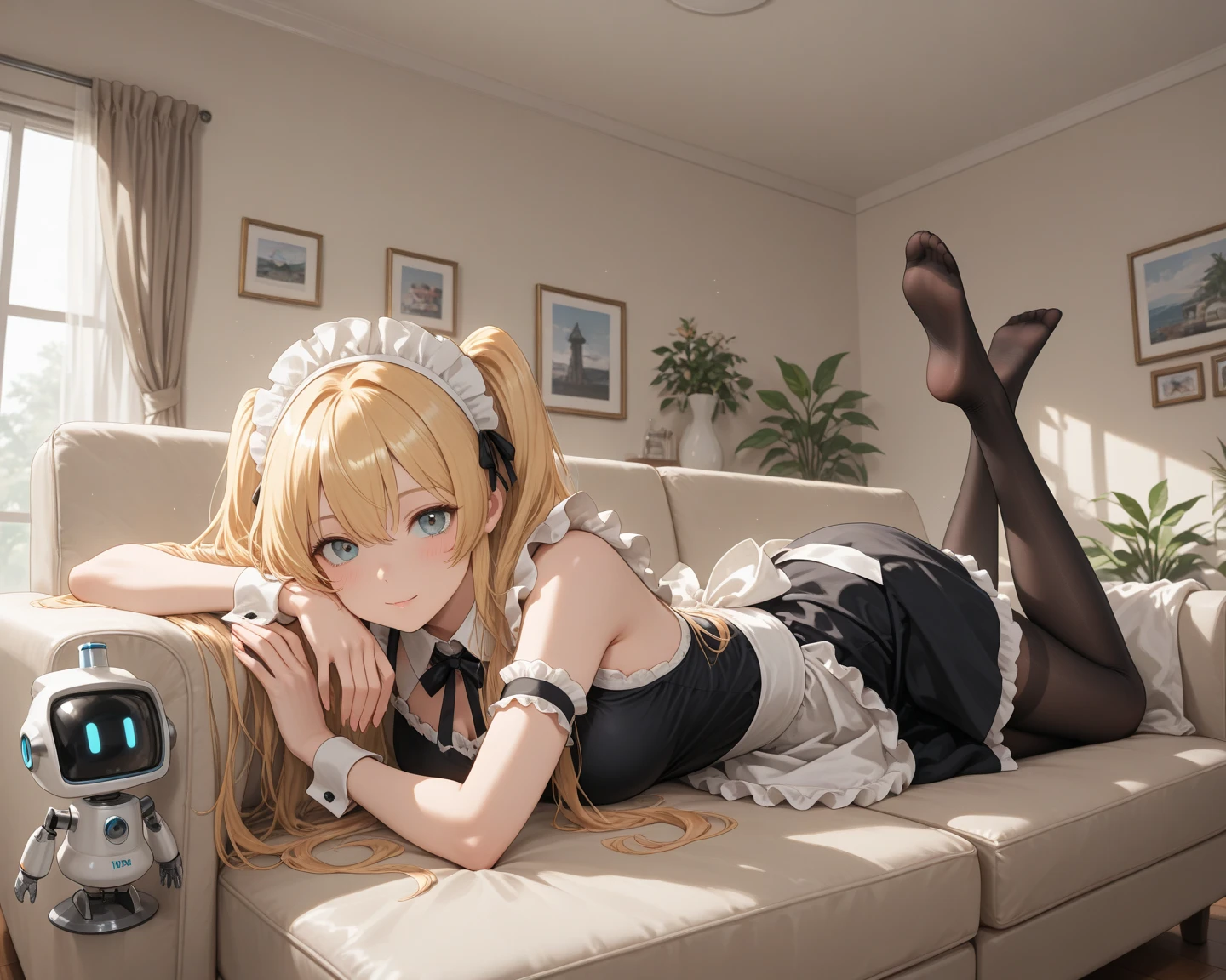 Lying on the bed at home with the camera facing the feet,whaite hair,White stockings high school student Lolita double ponytail flat chest leaking breast,Alone in the dark
